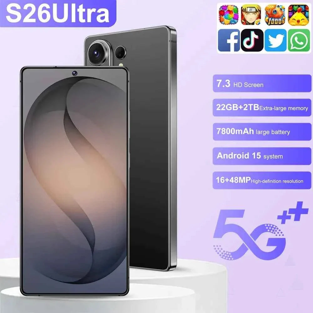 S26 Ultra 5G budget smartphone with 7.3 inch display and 7,800 mAh battery