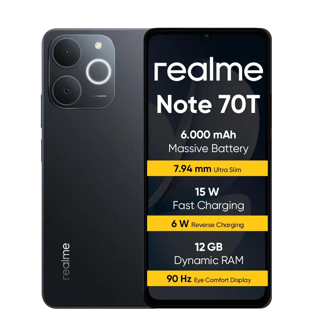 Realme Note 70T Global Smartphone | 6.75" 90Hz Display, 6000mAh, 13MP AI Camera