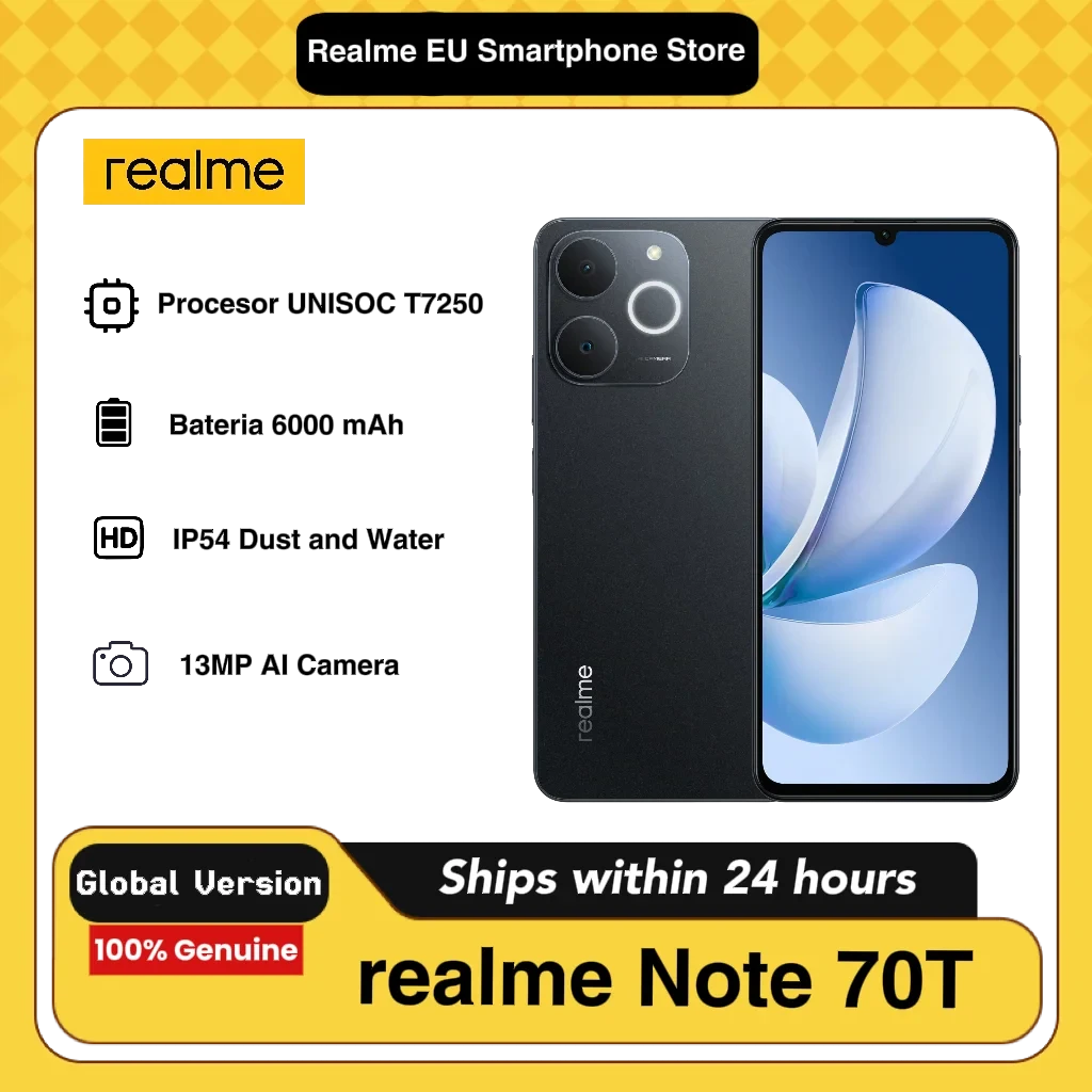 Realme Note 70T 4G Smartphone | 32MP Camera, 6000mAh, 6.75" 90Hz Display