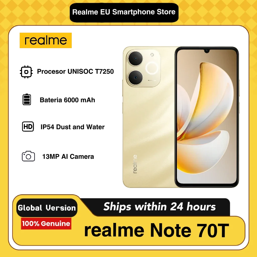 Realme Note 70T 4G Smartphone | 32MP Camera, 6000mAh, 6.75" 90Hz Display