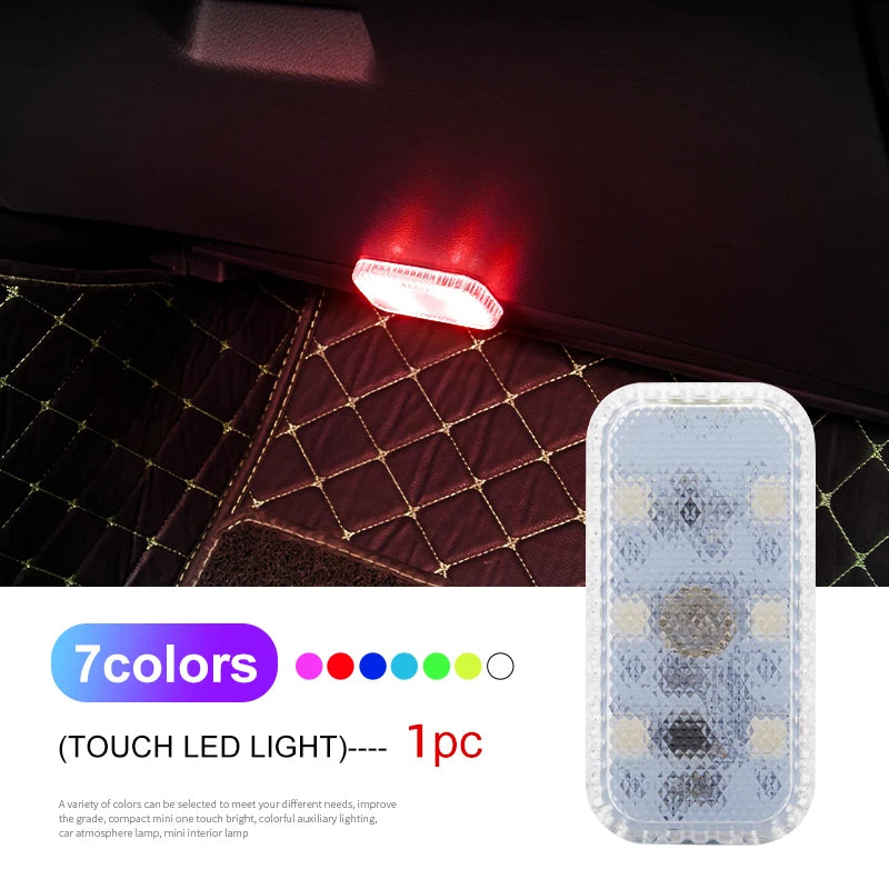 Mini Wireless LED Touch Car Interior Light – USB Rechargeable Ceiling Reading Lamp for Door & Trunk