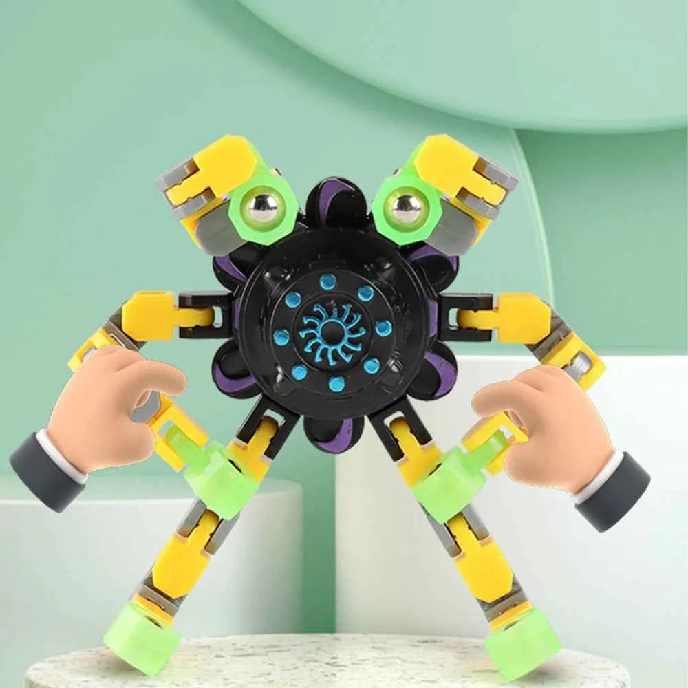 Chain Fidget Spinner Stress Relief Toy – Deformable Sensory Gadget for Adults & Kids