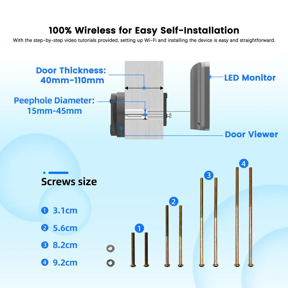 3MP Smart Life Tuya WiFi Video Doorbell Camera – 1080P, 5000mAh Battery, PIR Motion, IR Night Vision | Alexa Google