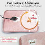 Raugee Electric Hot Water Bag – Rechargeable Hand Warmer Pillow | Fast Charge, Explosion-Proof, Soft Velvet Cover