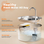 2.2L Stainless Steel Cat Water Fountain with Viewing Window