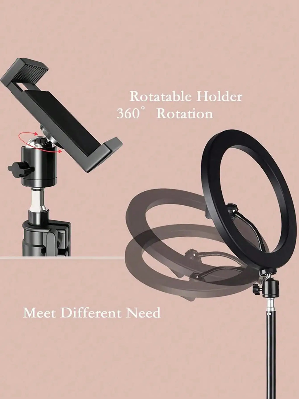 10" Ring Fill Light Kit — 110cm Adjustable Tripod & O-Clip | Live Streaming & Selfie Lighting