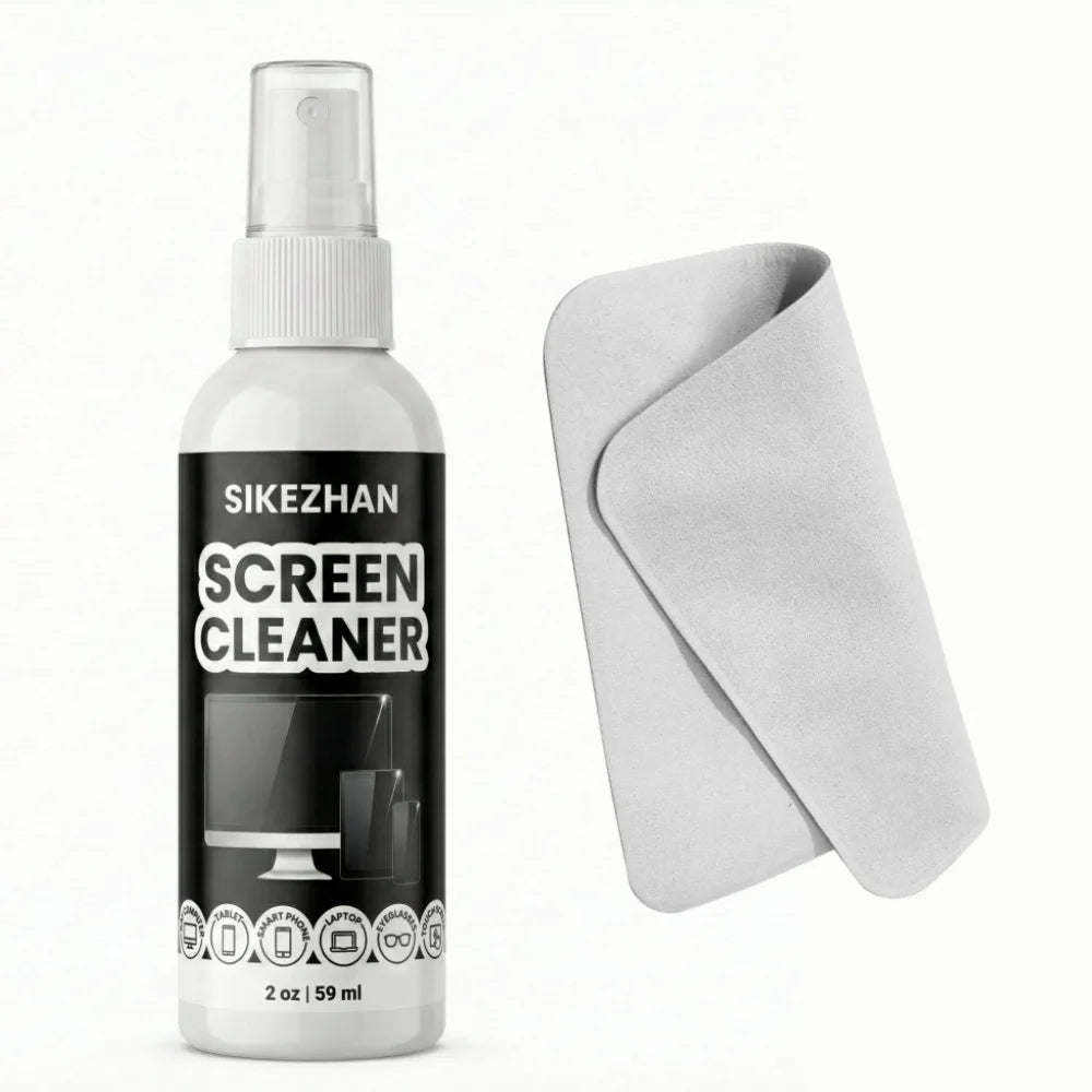 Screen Cleaner Kit – Streak-Free Spray & Microfibre Cloth for MacBook, iPad, iPhone, Laptop & TV