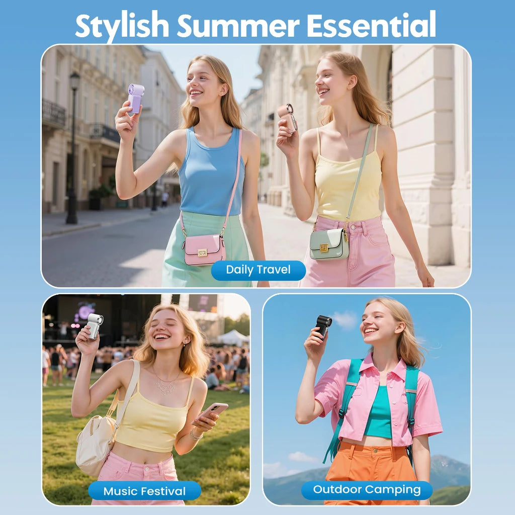 Mini Handheld Turbo Pocket Fan — 3600mAh, 6-Speed, LED Display for Outdoor & Travel