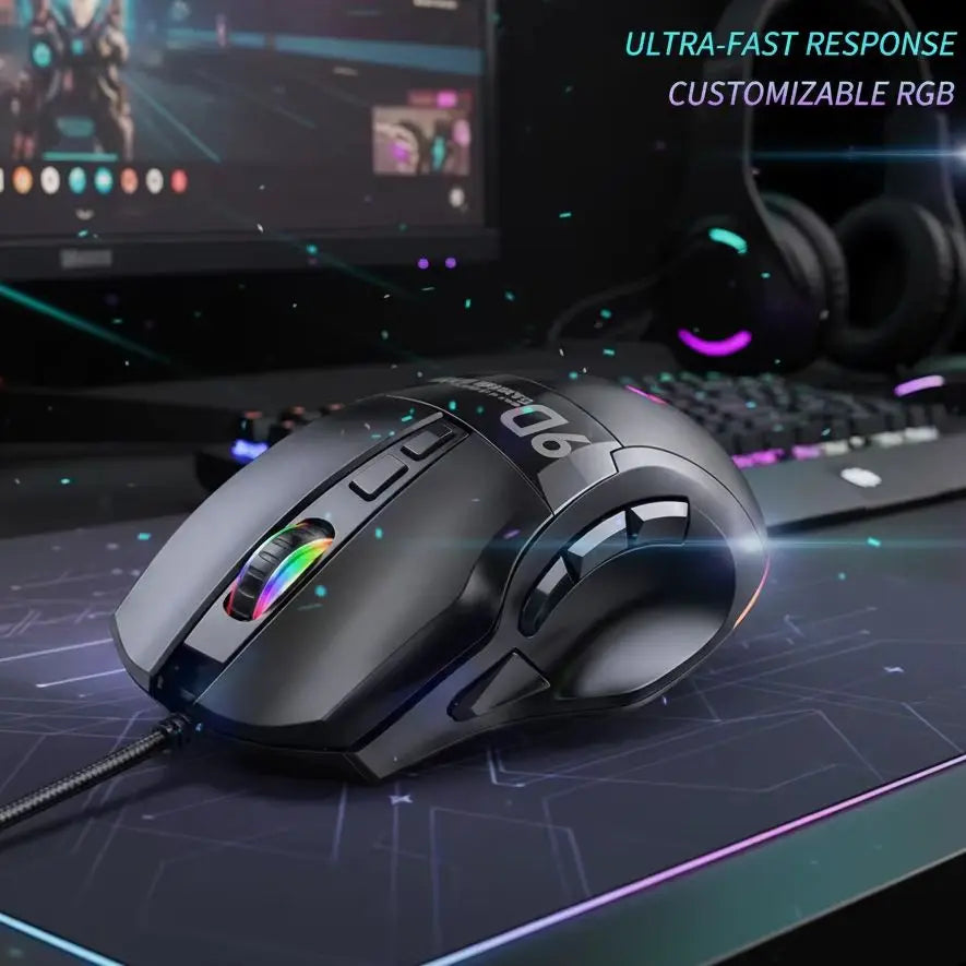 Programmable Wired Gaming Mouse with RGB Lighting — 9/10/12 Keys, 7200 DPI