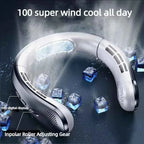 8000mAh Bladeless Neck Fan – Portable USB Rechargeable Hands-Free Air Cooler with LED Display
