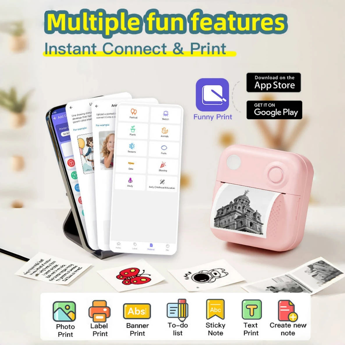 Dolewa D3 Mini Portable Thermal Printer — Bluetooth, Label & Photo Printing, No Ink Required