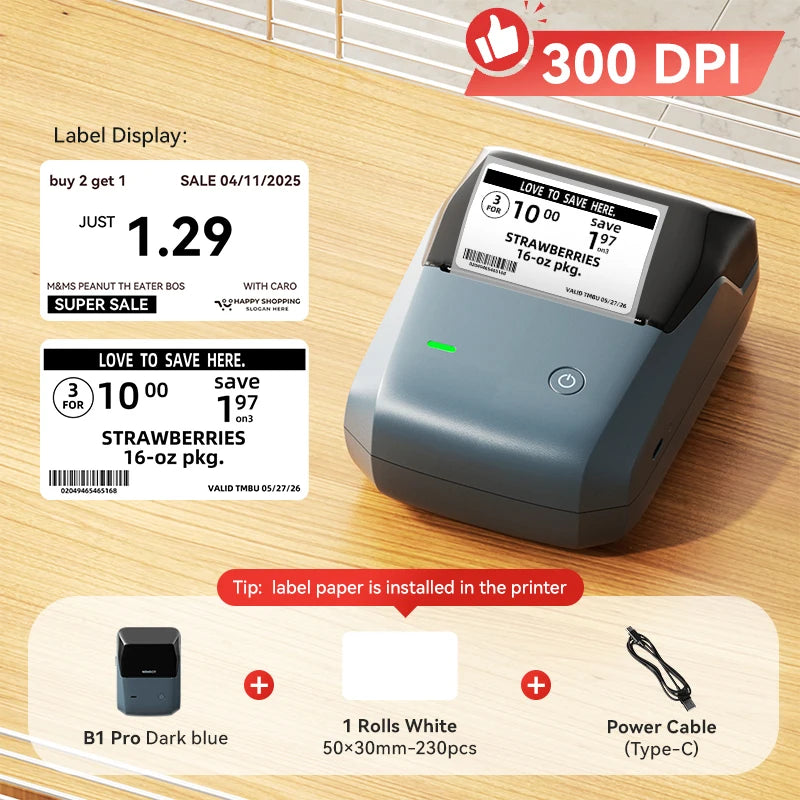 NIIMBOT B1 Portable Bluetooth Label Printer — 2-Inch Thermal Sticker Maker for Smartphones & PC