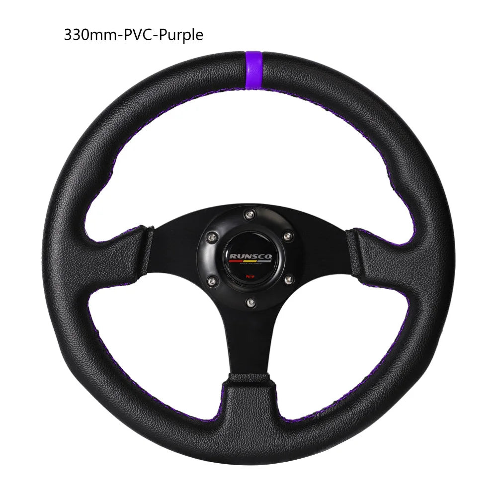 330mm Aluminium Racing Steering Wheel – 13" Flat Drift Simulation Universal Fit
