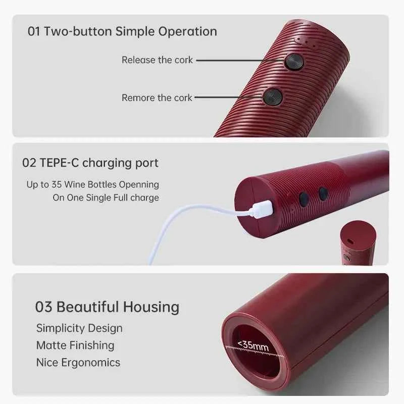 Electric Wine Bottle Opener – Rechargeable Automatic Corkscrew