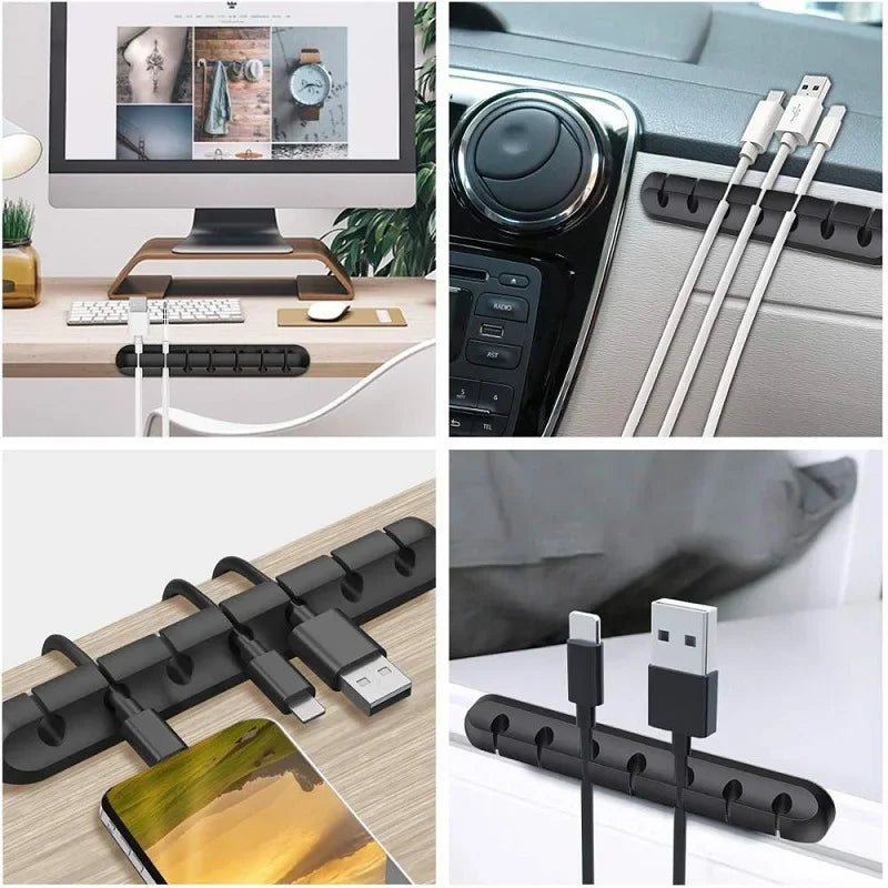 Silicone Cable Organizer Clips — Desktop Cable Management for USB & Earphone Cables