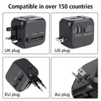 4-in-1 Universal Travel Adapter with USB & USB-C Ports | Worldwide Plug Converter