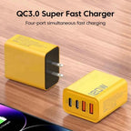 4-Port USB-C PD Fast Charger – Quick Charge 3.0 Type-C Adapter for iPhone 16/15, Samsung, Xiaomi & Huawei
