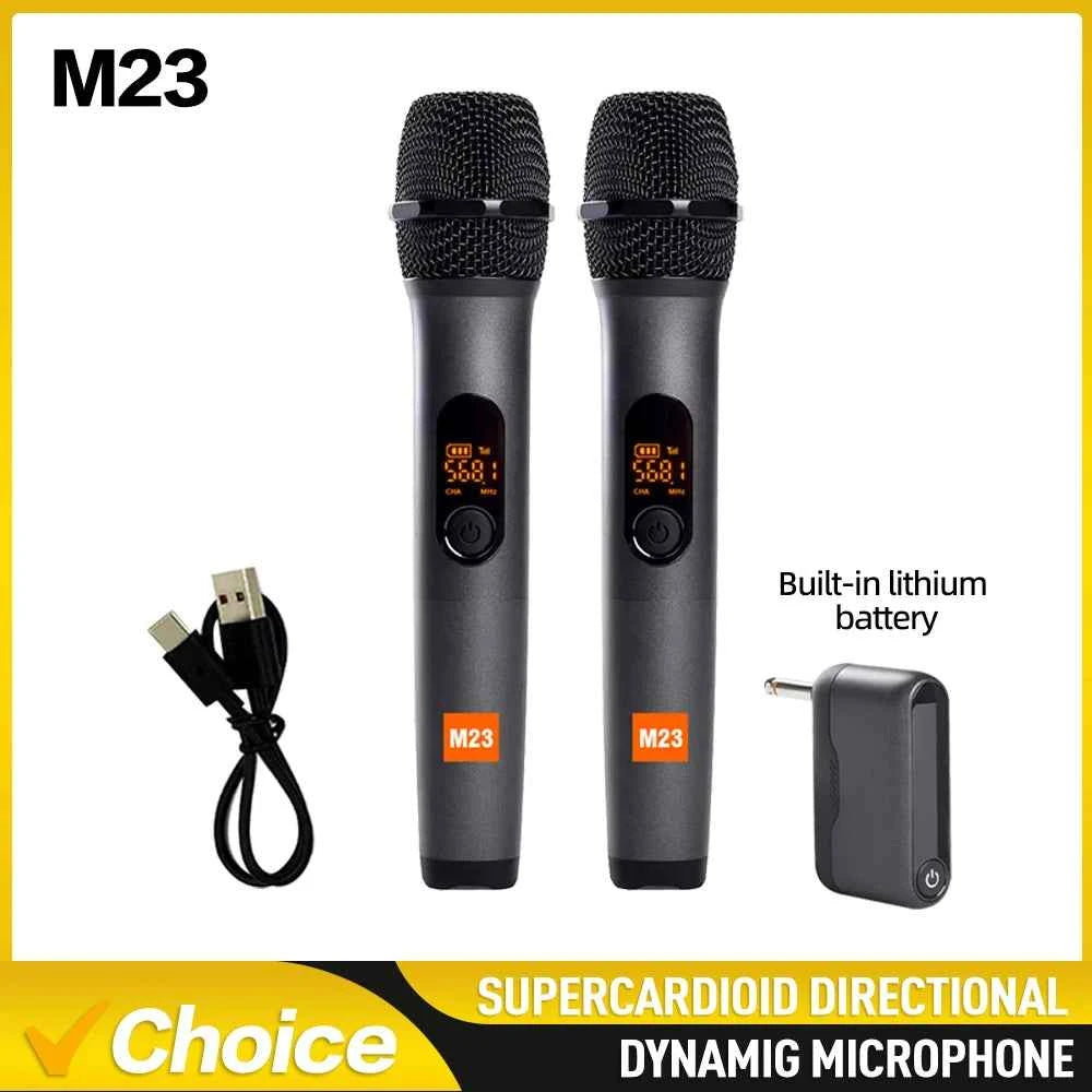 G-MARK M23 UHF 2-Channel Wireless Microphone System – Rechargeable Handheld Mic for Karaoke, Church & DJ