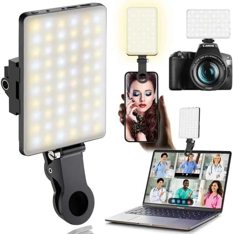 LED Clip-On Selfie & Video Conference Light – 3 Lighting Modes for iPhone, Laptop & Camera
