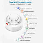 Tuya WiFi Smart Smoke Detector 2-Pack | 85dB Alarm, App Alerts, Alexa & Google