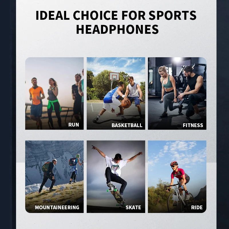 B8 Bone Conduction Bluetooth 5.3 Sport Headphones – IPX5 Waterproof Open Ear Wireless Headset for Running
