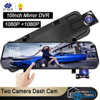 10-Inch Dual 1080P Car DVR Rearview Mirror – Touch Screen Front & Rear Night Vision Dash Cam