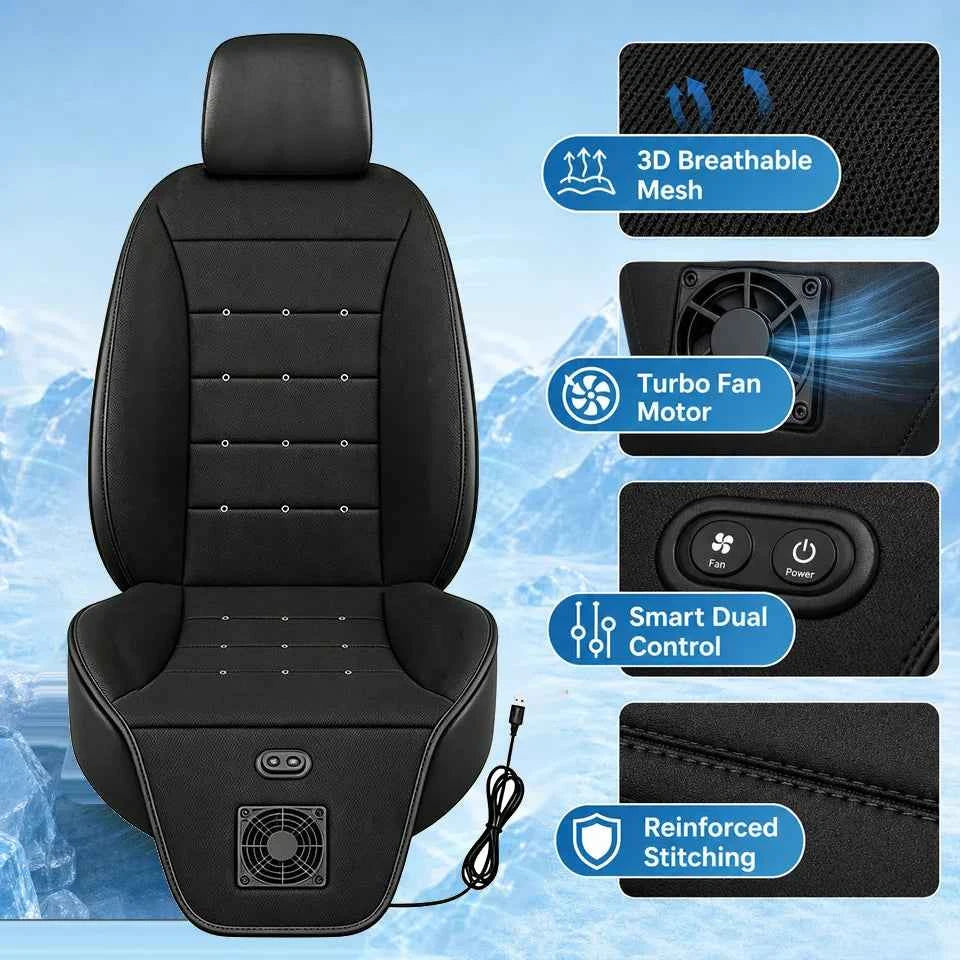 USB Car Seat Cooling Cushion – 3-Speed Fan Ventilated Full Back Seat Pad for Summer
