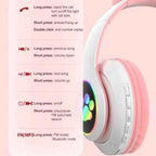 Cat Ear Bluetooth Headset with LED Lights | Wireless Kids Headphones with Microphone