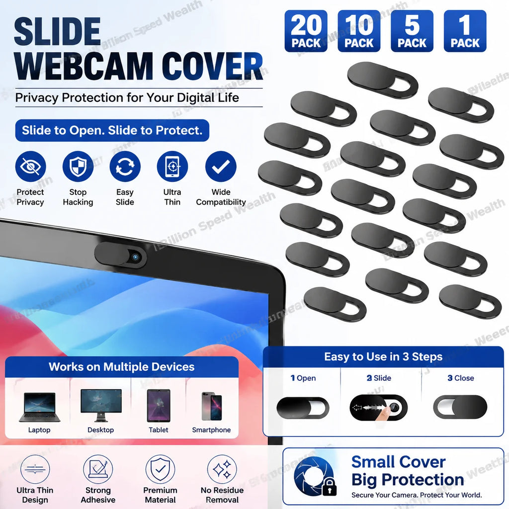 Sliding Webcam Privacy Cover – Laptop, Phone, iPad & MacBook Camera Blocker, Anti-Spy Lens Sticker
