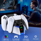 RGB Dual Fast Charger Docking Station for PS5 Controllers – RGB Indicator, Charging Stand for PS5 Gamepad