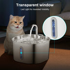 2.2L Stainless Steel Cat Water Fountain with Viewing Window