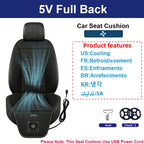 USB Car Seat Cooling Cushion – 3-Speed Fan Ventilated Full Back Seat Pad for Summer