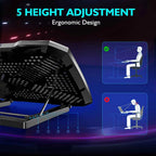 COOLCOLD Laptop Cooling Pad – 5 Quiet Fans, 5-Angle Adjustable Stand with Phone Holder for 12–17 Inch Laptops