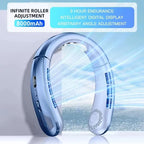 8000mAh Bladeless Neck Fan – Portable USB Rechargeable Hands-Free Air Cooler with LED Display