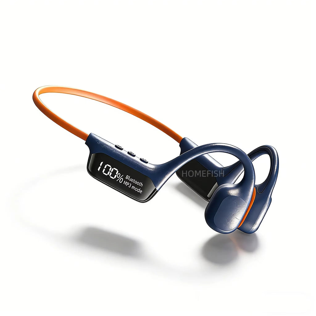 HOMEFISH IPX8 Waterproof Bone Conduction Headphones – Open Ear Bluetooth Sport Headset with 32GB MP3 & 72H Battery