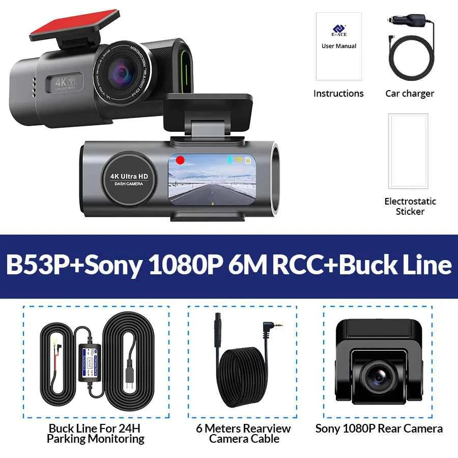 Rapuntek™ DriveVision 4K UHD Car Dash Camera with Wi-Fi, GPS, Night Vision and Parking Monitor