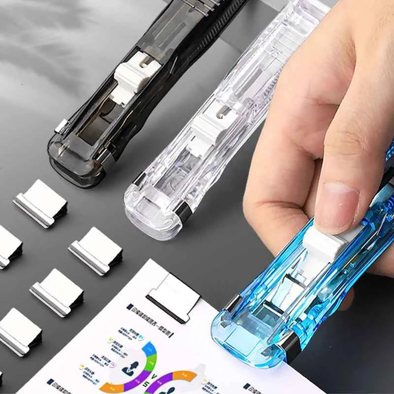 Mini Staple-Free Hand Clamp Stapler – Reusable Binder for Office, School & Home