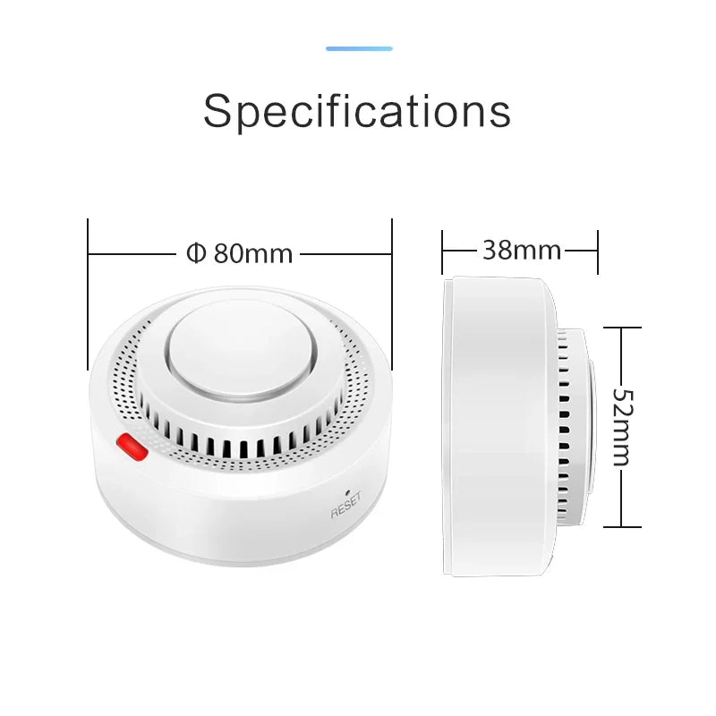 Tuya WiFi Smart Smoke Detector 2-Pack | 85dB Alarm, App Alerts, Alexa & Google