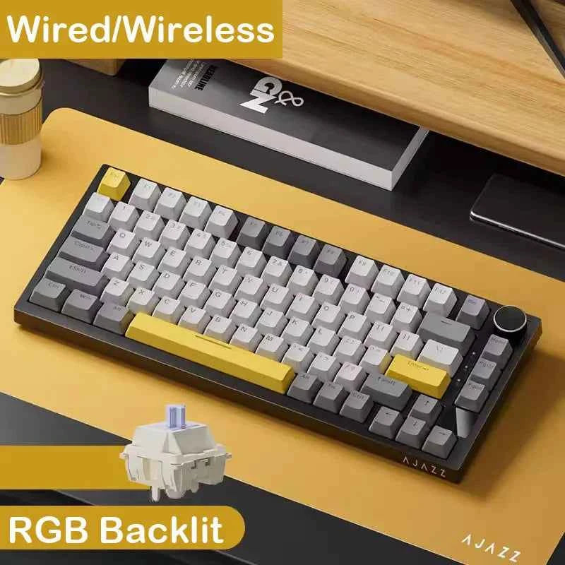AJAZZ AK820 Pro Mechanical Gaming Keyboard – Tri-Mode Wired/Wireless, RGB Backlit, Hot-Swappable, 70% Compact | PC & Mac