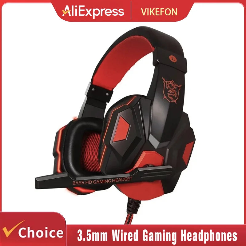 3.5mm Wired Gaming Headset with Microphone – 120° Adjustable, Bass Stereo for PS4, PS5, Xbox, PC & Laptop