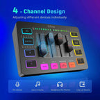 FIFINE SC3 Gaming Audio Mixer | 4-Channel RGB Streaming Mixer with XLR Input