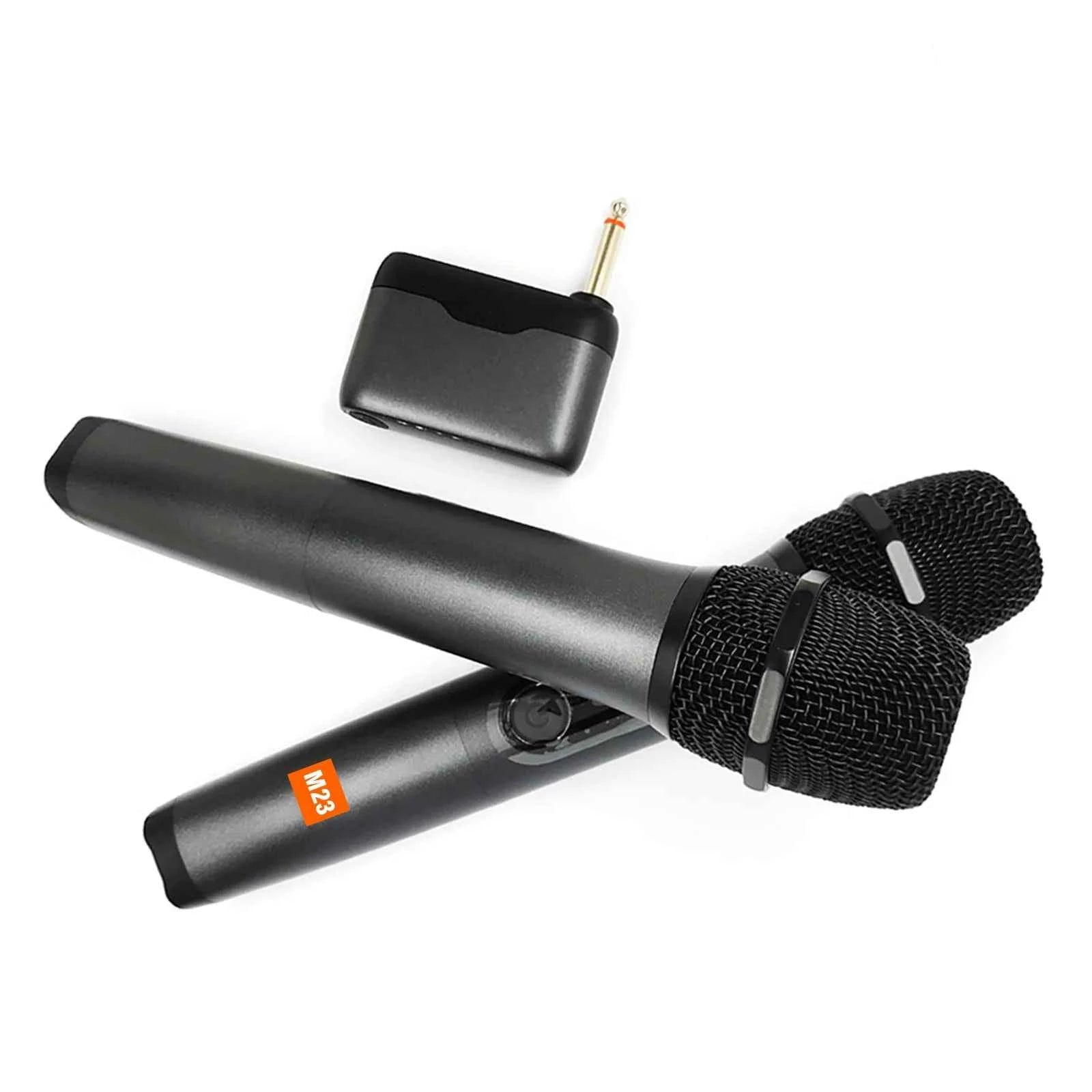 G-MARK M23 UHF 2-Channel Wireless Microphone System – Rechargeable Handheld Mic for Karaoke, Church & DJ