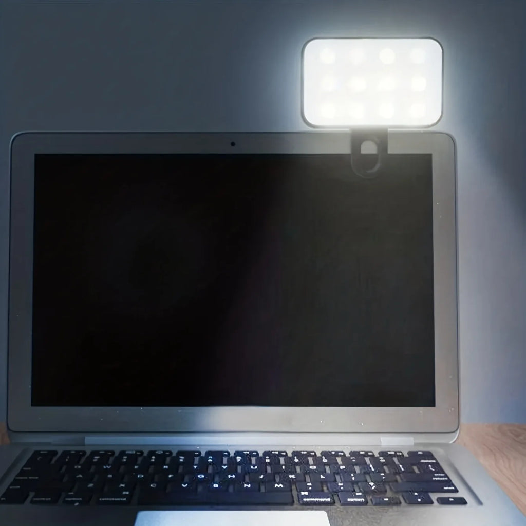 Portable Mini Selfie Fill Light – Rechargeable Clip-On LED with 3 Brightness Modes for Phone, Makeup & Video Calls