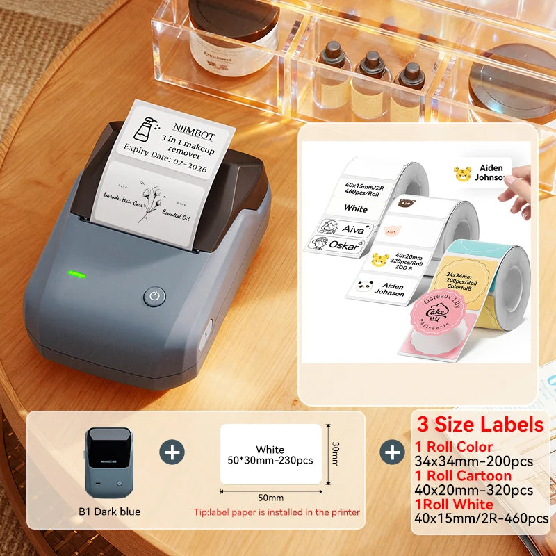 NIIMBOT B1 Portable Bluetooth Label Printer — 2-Inch Thermal Sticker Maker for Smartphones & PC