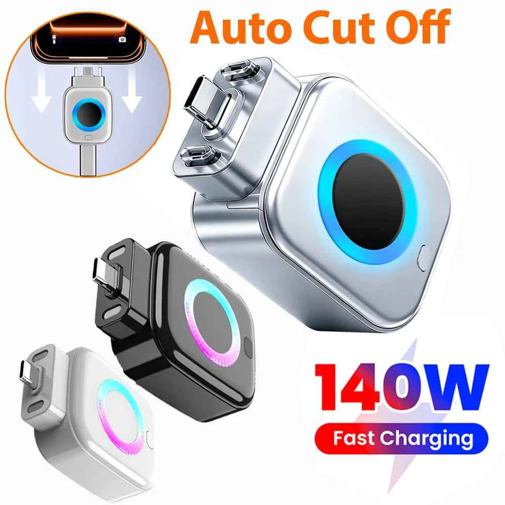 USB-C 140W Fast Charge Auto Cut-Off Adapter | Smart Full-Charge Disconnect