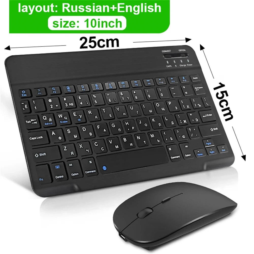 Bluetooth Wireless Keyboard & Mouse Combo – Silent, Multi-Language, Compatible with iPad, iOS, Android & Windows