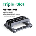 UGREEN Vertical Laptop Stand – Triple Slot Aluminium Holder for MacBook Air/Pro, iPad & Phone | Desk Organiser