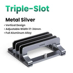 UGREEN Vertical Laptop Stand – Triple Slot Aluminium Holder for MacBook Air/Pro, iPad & Phone | Desk Organiser