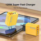 4-Port USB-C PD Fast Charger – Quick Charge 3.0 Type-C Adapter for iPhone 16/15, Samsung, Xiaomi & Huawei