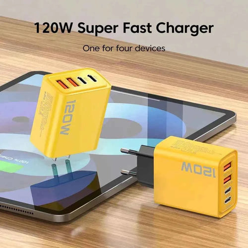 4-Port USB-C PD Fast Charger – Quick Charge 3.0 Type-C Adapter for iPhone 16/15, Samsung, Xiaomi & Huawei